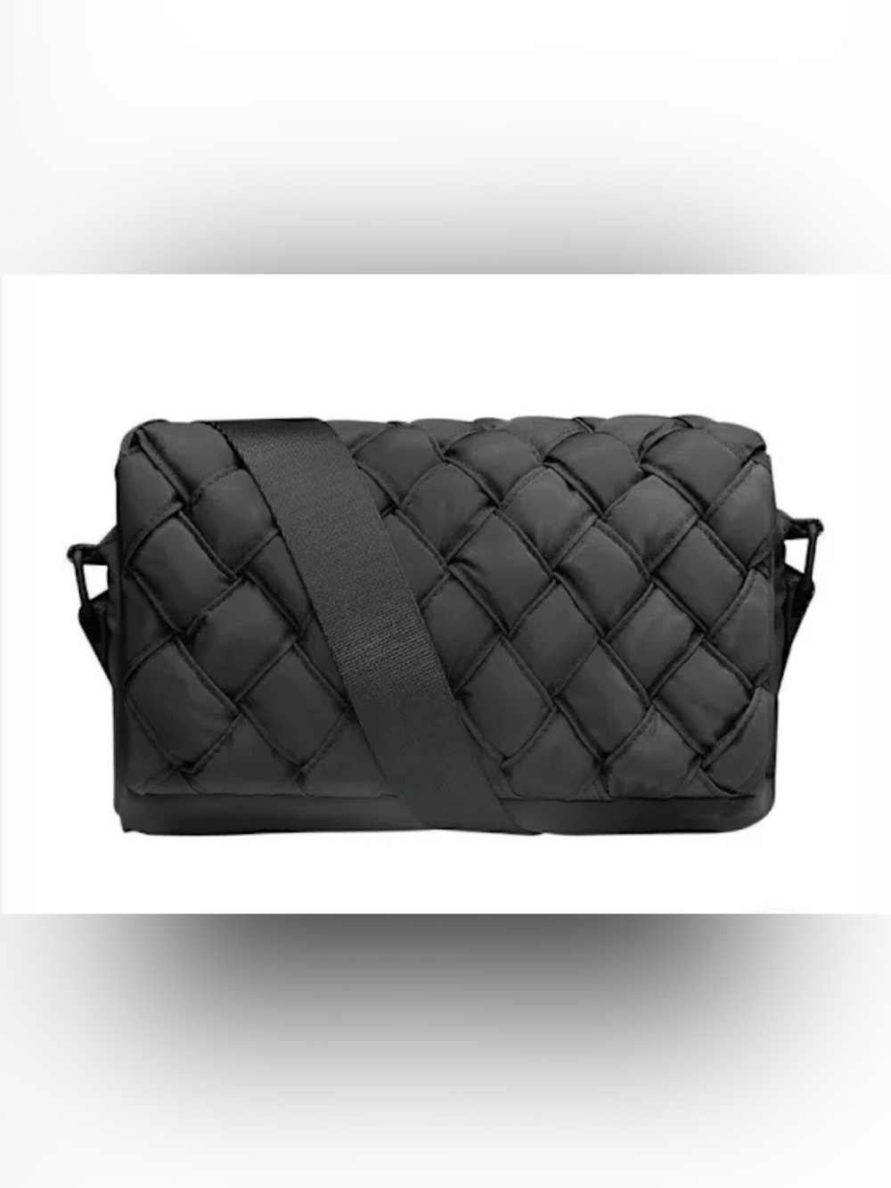 Live in Style Quilted Black Crossbody Bag with Adjustable Wide Strap